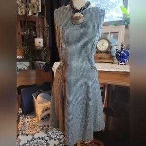 Ann Taylor Factory Black And White Checkered Sleeveless Aline Dress Size 16